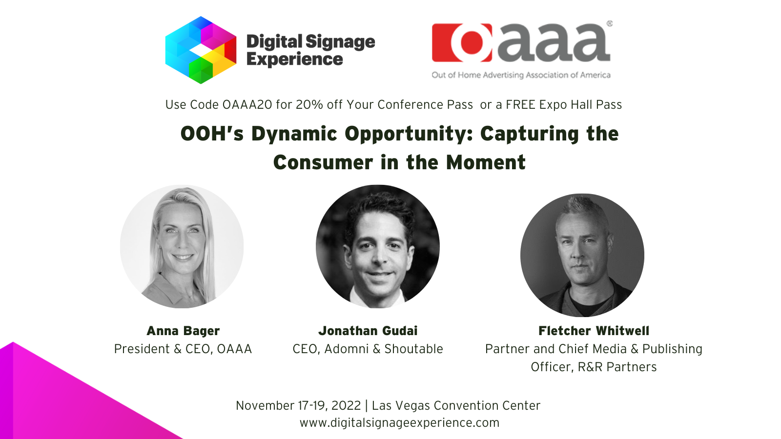 OAAA to Present Stellar Lineup of Programming at Digital Signage Experience 2022